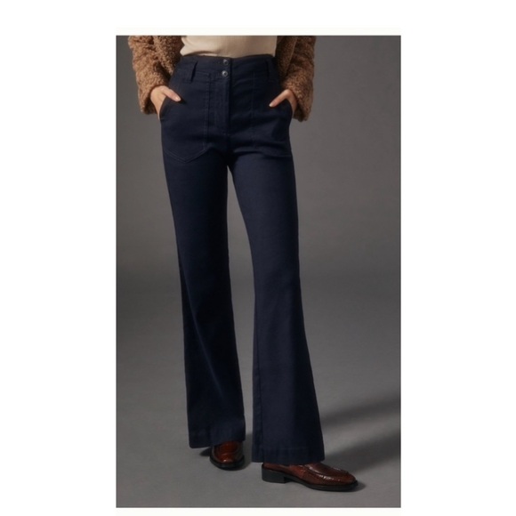 Anthropologie Naomi Linen Wide Leg Flare Pants. - Picture 3 of 10